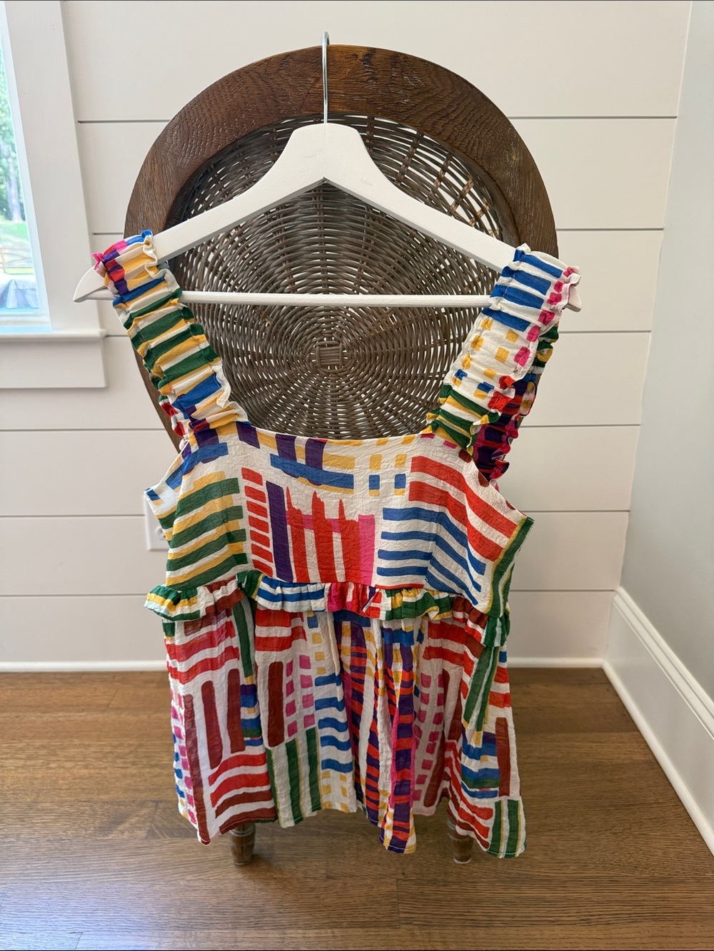 THML Multicolor Striped Ruffle Babydoll Tank